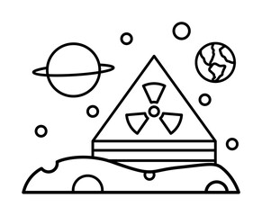 Poster - Radiation protection in space icon. Simple line, outline elements of interplanetary colonization icons for ui and ux, website or mobile application on white background