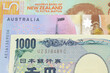 Australian and New Zealand Currency with A Japanese Bank Notes