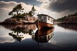 Small fishing boat and beautiful idyllic island in the swedish archipelago - generative ai