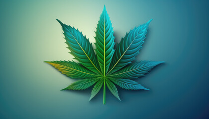 Wall Mural - Cannabis marijuana hemp leaf created with generative AI technology