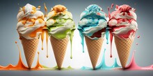 Assorted Flavored Ice Creams, Generative Ai