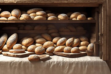 Illustration, of old bakery, created with ai,