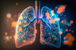 Human lungs x-ray. Abstract illustration. Health, Respiratory system health concept. Breathing.

