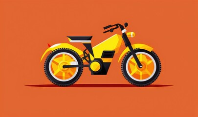 Canvas Print -  a yellow motorcycle with a black seat on an orange background.  generative ai