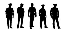 Silhouettes Of Police Officers, Full Figures. Isolated. Vector Illustration
