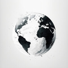 world map concept, black line illustration, earth isolated on white background, AI