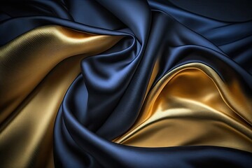 blue gold silk silky satin fabric elegant extravagant luxury wavy shiny luxurious shine drapery background wallpaper seamless abstract showcase backdrop artistic design presentation material texture