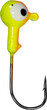 Bright yellow jig head and hook