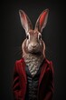Elegant Rabbit in Formal Jacket is a whimsical image of a rabbit dressed in a formal suit. Generative AI