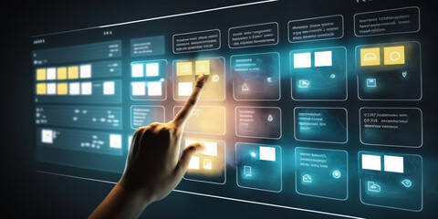 using kanban or scrum technique boards, agile software development or project management. process, v