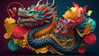 illustration chinese holiday new year symbol of 2024 .colorful dragon .Generative AI