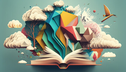 Books and Knowledge imagination composition - Generative AI illustration