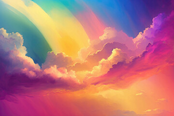 Wall Mural - Rainbow Sky Sunset created with Generative AI Technology, ai, generative