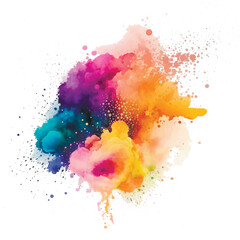 bright colorful watercolor stain splash splatter brush stroke on white background. modern vibrant aq