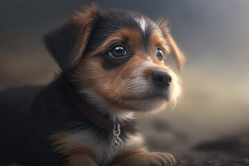 Wall Mural - A picture of a cute dog on its own. Generative AI