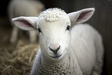 White Faced Lleyn Lamb Born On A Farm During Lambing Season, UK. Generative AI