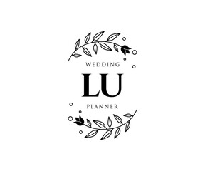 LU Initials letter Wedding monogram logos collection, hand drawn modern minimalistic and floral templates for Invitation cards, Save the Date, elegant identity for restaurant, boutique, cafe in vector