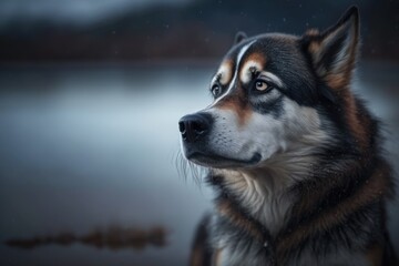 Poster - The cries of a young husky for his pack. Generative AI