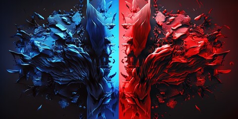 Wall Mural - abstract red vs blue banner concept modern by ai generative