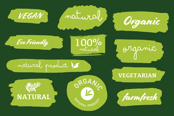 set of vegan, eco, bio, organic, fresh, healthy, 100 percent, natural food. natural product. collect