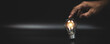 © Jintana - Close up hand choose light bulb or lamp with bright light for human resources or leadership and creativity thinking idea motivation or vision and knowledge learning and study or education concept.