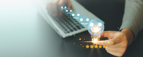 Poster - Customer service satisfaction survey feedback for business review rating and best service or finance digital marketing poll or user comment concepts.