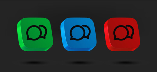 Aufkleber - Color dialog icons collection. 3d vector isolated on black background
