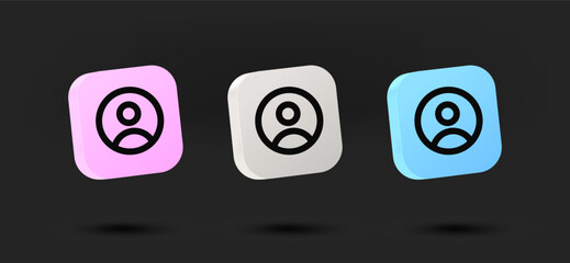 Aufkleber - Color user icons collection. 3d vector isolated on black background