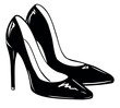© Tata Pilip - Vector illustration of fashionable women's shoes with high heels on a white background. Black elegant shoes stiletto for logo design.