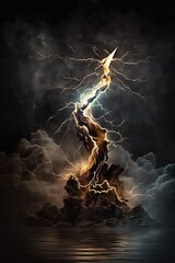 Wall Mural - Lightning strikes mountain