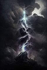 Wall Mural - Lightning strikes mountain