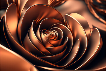 Sticker - An image of rose made out of copper. Generative AI.