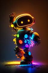 Sticker - Robot with colorful lights on its body. Generative AI.