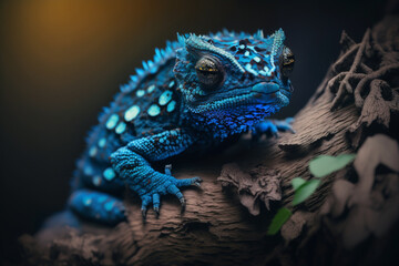 Wall Mural - Mystical glowing Reptile or Lizard in a magical nature. Isolated on blurred background. Stunning animals in nature travel or wildlife photography made with Generative AI