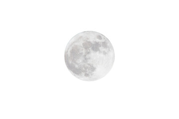 full moon isolated on white background. Clipping path.