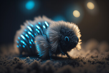 Wall Mural - Mystical glowing insect or microorganisms. Isolated on blurred background. Stunning animals in nature travel or wildlife photography made with Generative AI