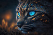 Mystical glowing leopard closeup in a magical nature. Isolated on blurred background. Stunning animals in nature travel or wildlife photography made with Generative AI