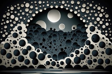 Wall Mural - Patterned moonlight to adorn your home. Blanket of polka dots as a backdrop. Illustration created using s. Generative AI