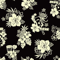 Wall Mural - Cute and simple Aloha shirt seamless pattern,