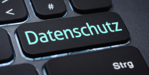 Wall Mural - beleuchtete tastatur mit einer beschrifteten taste - datenschutz