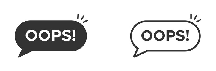 oops on speech bubble vector icons set