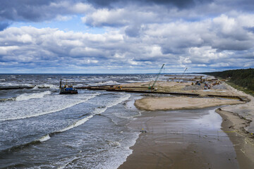 Canvas Print - Early stage of Nowy Swiat ship canal building site on Vistula Spit, between Vistula Lagoon and Gdansk Bay, Poland