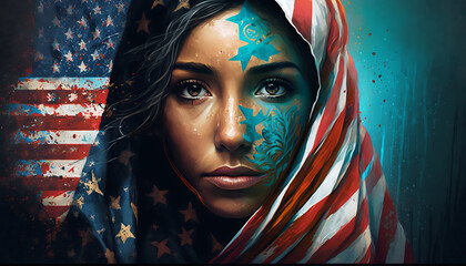 Wall Mural - National Arab American Heritage Month in April. It celebrates the Arab American heritage and culture and pays tribute to the contributions of Arab Americans and Arabic-speaking Americans.Generative AI