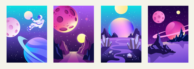 Wall Mural - set of banner templates.universe. space. space landscape. design. vector illustration