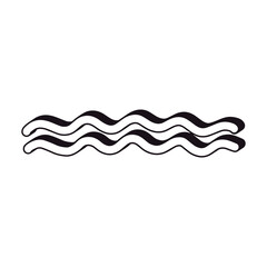 Wall Mural - Decorative Waves Element. Outline Hand Drawn Illustration