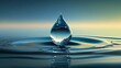 World Water Day, Realistic Depiction of a Water Droplet Falling into a Blue Sea