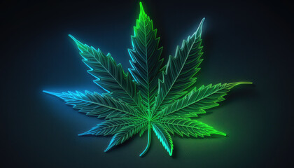 Wall Mural - Cannabis marijuana hemp leaf created with generative AI technology