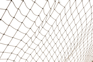 Football or tennis net. Rope mesh on a white background close-up