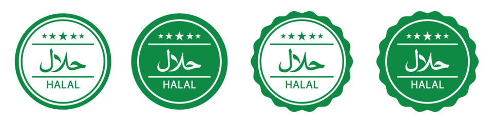 Sticker - Halal food certified icon. Halal food labels Icon. Halal icon, Vector illustration