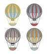 Vintage hot air balloon in different colours isolated
